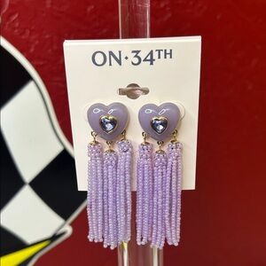 ON 34TH Purple Heart Earrings